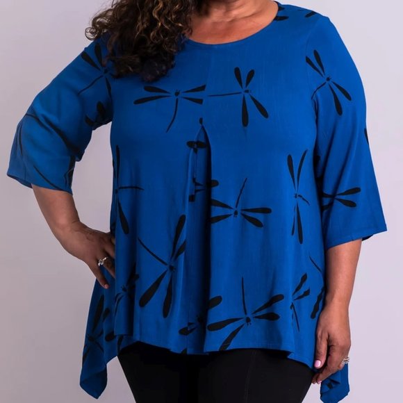 Blue Sky Clothing Daniella Top - Sapphire Dragonfly 4X - Picture 1 of 2